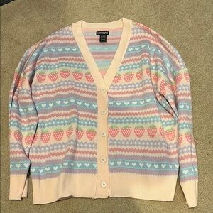 NWOT Pastel Strawberry Cardigan